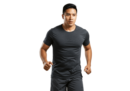 Athletic Man Running Fitness Activewear Dark Grey Shirt sport model power speed black tshirt shorts png