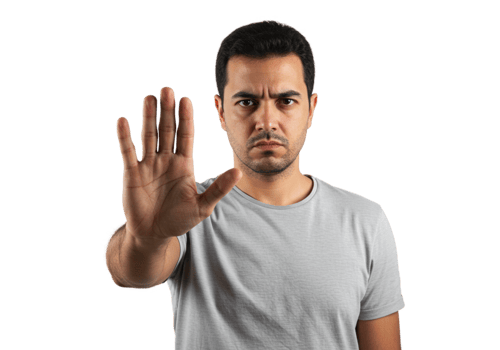 Serious Man Showing Stop Hand Gesture Dark Background Male Halt Grey Adult Cease Angry Studio Person png