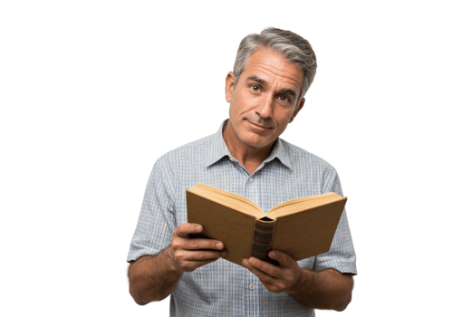 Mature Man Reading Book Serious Expression Studying Knowledge male grey hair adult older wisdom png
