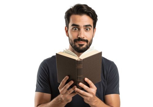 Surprised Man Reading Book Dark Background Education Concept Male Study Black Adult Amazed Person png