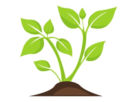 Growing green plants in soil showcasing healthy foliage and new buds in a simple illustration of nature s beauty vector