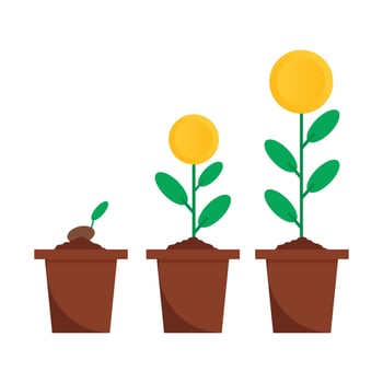 Money Tree and Financial Growing Concept, Economic or Market Growth, Investment Revenue vector