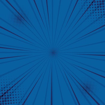 Blue Comic Background with Lines and Halftone Background vector