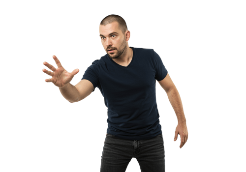 Man Reaches Out Black Background Studio Shot Casual hand male pose jeans model adult young image png
