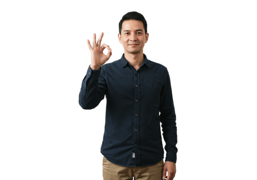 Happy Asian Man Shows Okay Sign Positive Gesture Approval Black Background up good deal model image png