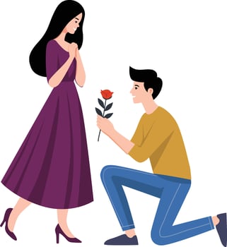 Boy Propoe to girl with Flower bouquet vector