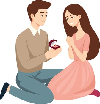 Romantic Couple Engaged in Proposal Illustration vector