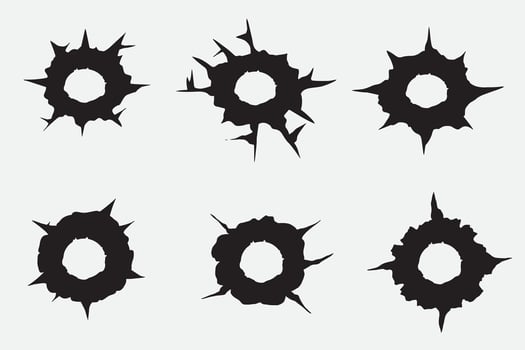 set of bullet hole good for icon, element design, silhouette design, symbol, etc vector