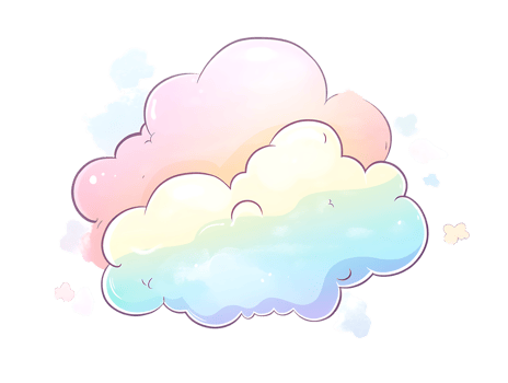 Rainbow pastel cloud illustration png