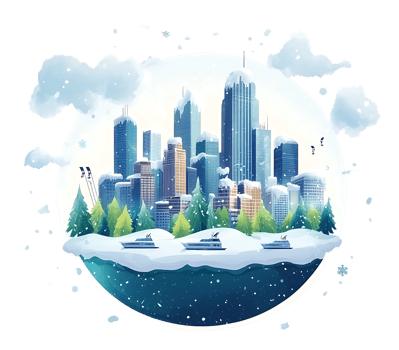 Winter city illustration png