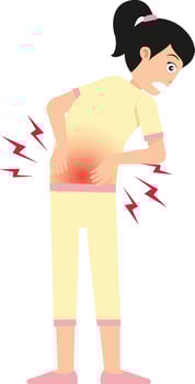 Backache Back pain woman concept illustration vector