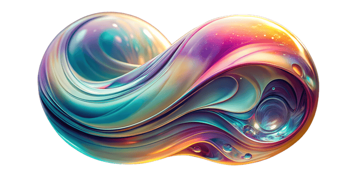 Colorful swirly liquid with a pearlescent sheen 3D Render isolated on transparent background png
