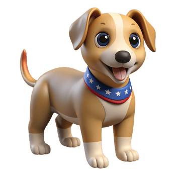 3D Render American Puppy Isolated On Transparency Background png