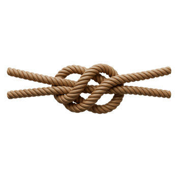 Beige Rope Knot Tied Securely on Black Background Simple Studio Shot 3d cord brown twine image model png