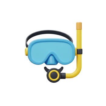 Summer Dive Mask Snorkel Set 3D Render Blue Yellow Gear Icon Ocean Beach Water Sport Diving Design png