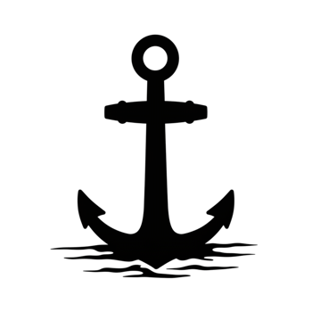 Simple Black Anchor Silhouette Nautical Design Graphic Image sea ship boat icon dark ocean water png