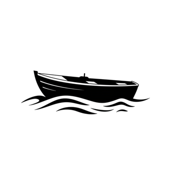 Simple Line Drawing Boat Sailing on Calm Water Ocean sea art ship waves yacht design summer png