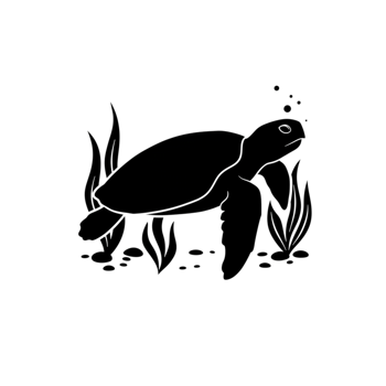 Elegant Sea Turtle Line Art Underwater Ocean Scene Illustration Life Animal Marine Nature Design png