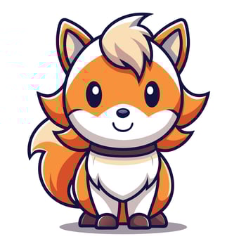 a cartoon fox with a bow on its head vector
