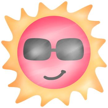 Cartoon sun wearing sunglasses png