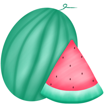 Whole watermelon and sliced watermelon pieces png