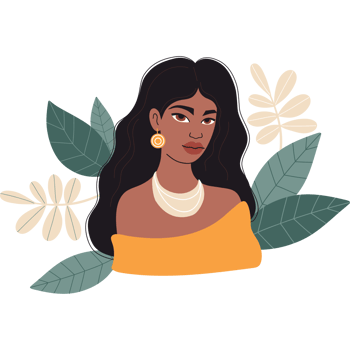 Pretty African American Woman with long hair png
