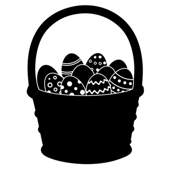 Decorated Easter Eggs in Basket Spring Holiday Design Graphic art icon card white black image happy png