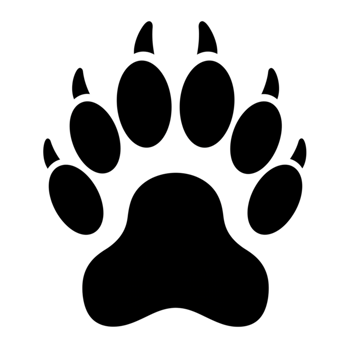 Simple Black Line Drawing of a Dog Paw Print Graphic Pet Art Foot Icon Track White Image Animal png