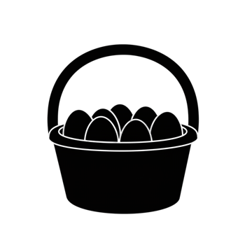 Simple Black White Easter Eggs Basket Design Illustration art icon image style spring symbol png