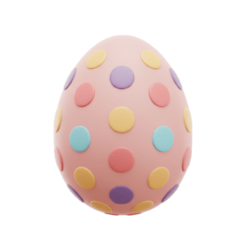 Pastel Pink Easter Egg Colorful Polka Dots Festive Spring Design 3D Cute Happy Sweet Joyful Render png