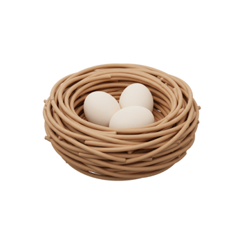 Three White Eggs in a Beige Nest Springtime Nature Still Life bird food cute calm home brown peace png