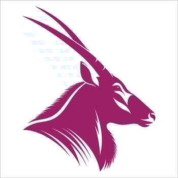 Elegant Magenta Antelope Illustration with Long Curved Horns and Artistic Design for Nature and Wildlife Enthusiasts vector