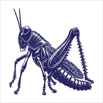 A grasshopper in a blue and white design vector