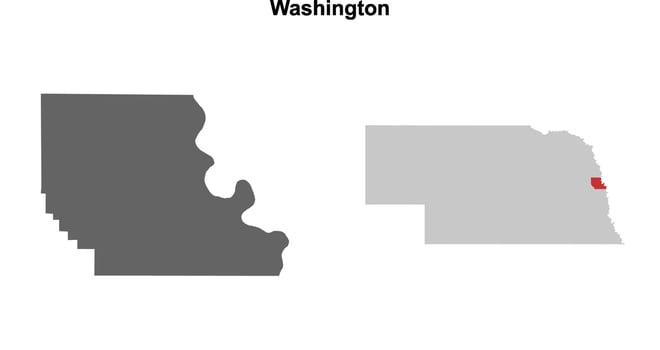 Washington County, Nebraska blank outline map set vector