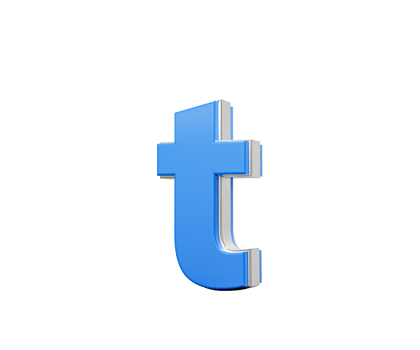 Blue Small Letter t Alphabet t Gleams With Its Sleek Modern Design With Sharp Edges 3D Illustration png
