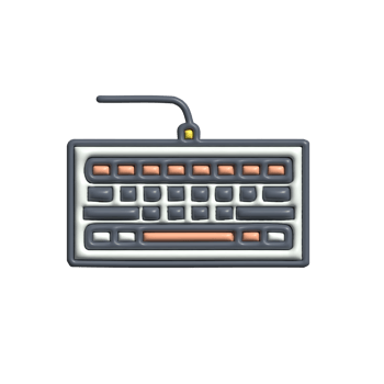 Modern Wired Keyboard Icon with Colorful Keys png
