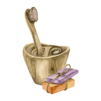 Eco friendly personal hygiene watercolor clipart with bamboo toothbrush in wooden cup and soap.Hand drawn bathroom items for mouth wash.Isolated for poster, packing, interior, no plastic label design png