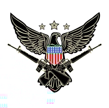 American Eagle with riffle outline patch vector