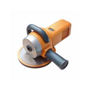 Realistic Orange Handheld Electric Angle Grinder With Metallic Disc Handle Grip png