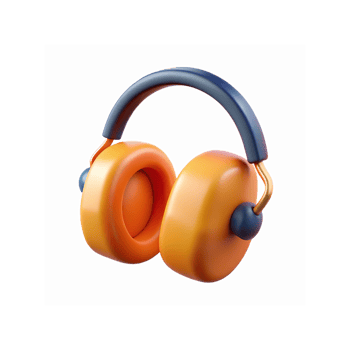 Modern Orange and Blue Over-Ear Headphones for Music Listening and Audio Entertainment on Transparent Background png