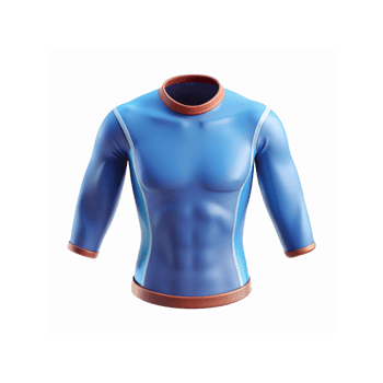 Blue Long Sleeve Sports Shirt With Muscle Definition and Brown Collar for Fitness and Activewear Design png