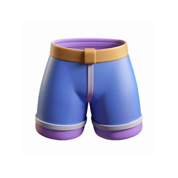 3D Illustration of Blue and Purple Shorts with Yellow Belt on Transparent Background for Fashion Design png