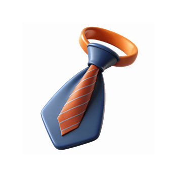 Blue Formal Necktie with Orange Striped Pattern for Professional Office Businesswear on White png