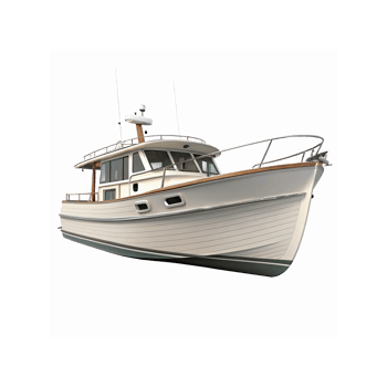 Luxury Wooden Motorboat Front View with White Exterior and Modern Design for Marine Recreation png