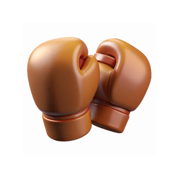 Closeup of Brown Boxing Gloves in 3D Illustration for Sports Training or Fitness Concept on Transparent Background png