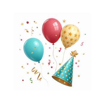 Colorful Balloons Confetti Decoration Party Hat Festive Background Celebration Elements png