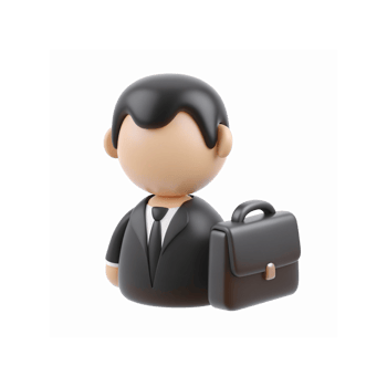 3D Businessman Character in Black Suit Holding Briefcase Professional Icon Isolated Transparent Background png