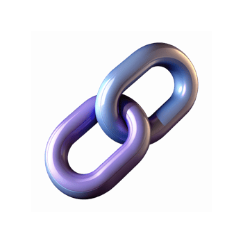 3D Metallic Purple and Blue Interlocked Chain Links Symbolizing Connection and Strength on Transparent Background png