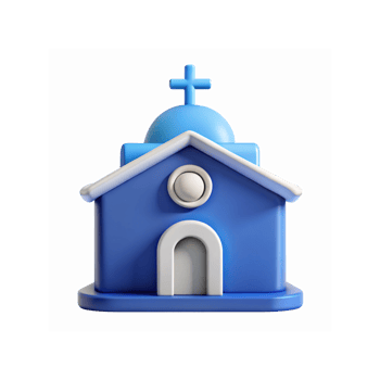 Blue Church Icon with White Roof Cross and Dome Design for Religious Themes and Digital Use png