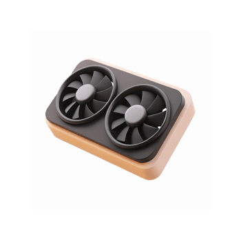Dual Black Cooling Fan Object with Beige Rectangular Base for Electronic Device Illustration png